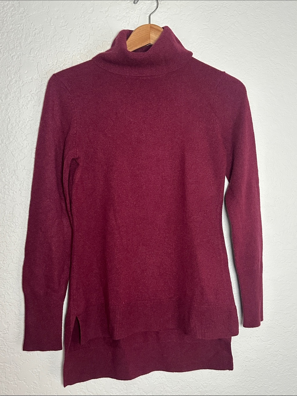 ANTONIO MELANI 100% Cashmere Sweater Wine Turtleneck Tunic Fall Winter Cozy
